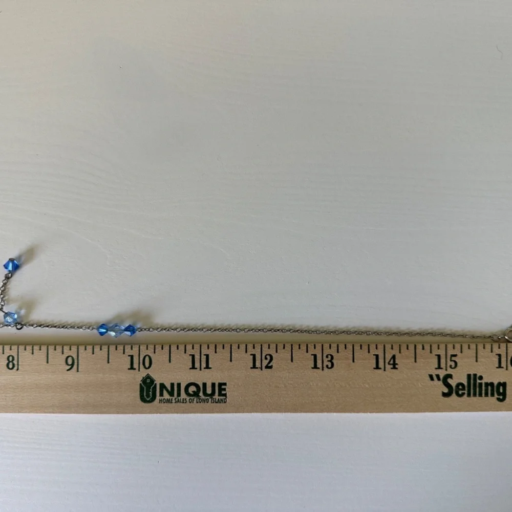 Vintage Blue Beaded Necklace Silver Fairycore